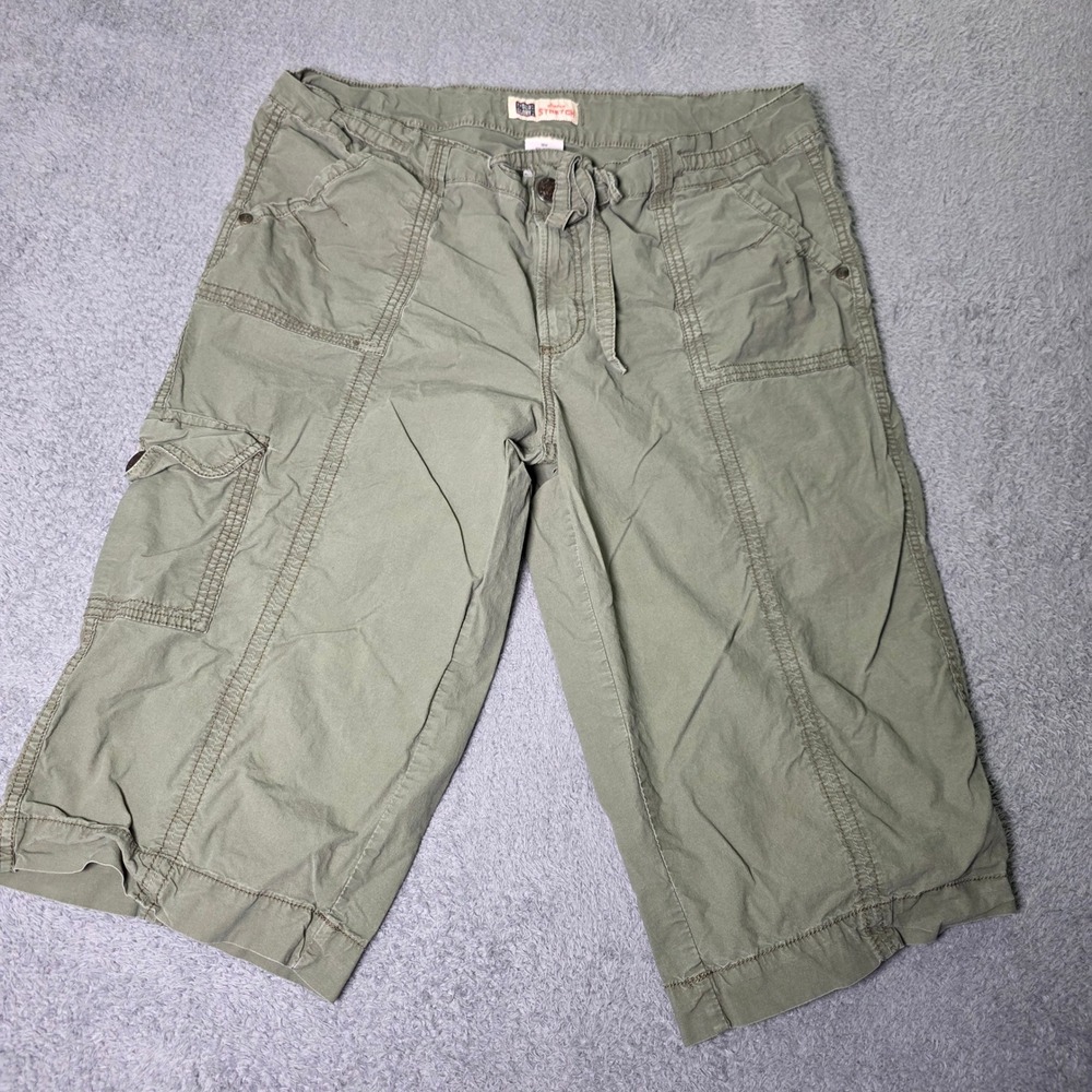 Faded Glory Woman 18W Cargo Capri Pants Green Stretch Utility Mid Rise FGW383128